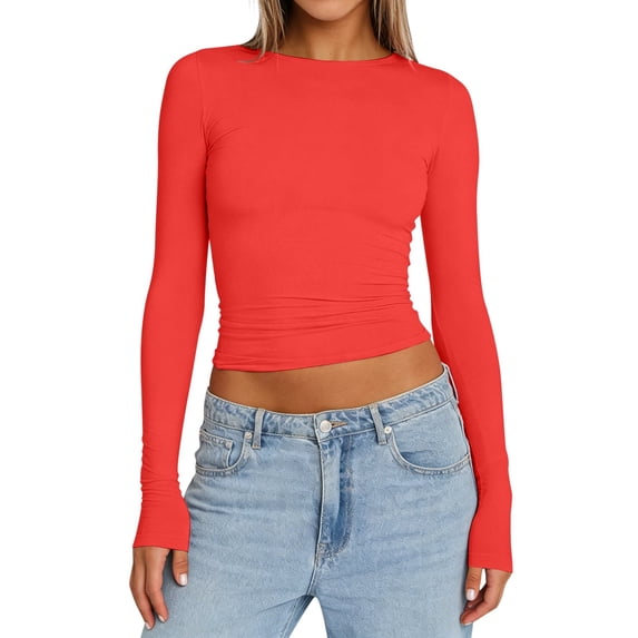 Womens Athletic Tops Valentines Day Shirts for Women Shirt Women Cold Gear Girls Shirts Long Sleeve Solid T Shirt Loose Athletic Tees Fashion Womens T Loose Tops Summer Solid Tee Red L