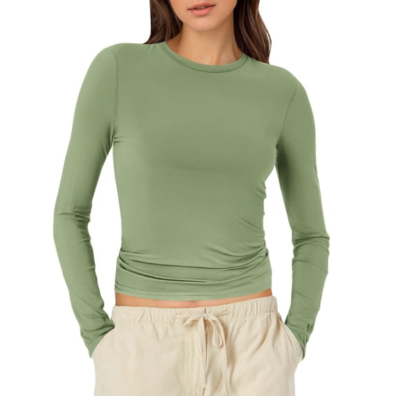 Womens Athletic Tops Women Short Sleeve Tee Shirts Workout Loose Tops Women Long Sleeve Shirts Women's Long Sleeved Loose Tees for Compression for Space T Light Green XS