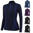 thumbnail image 1 of Womens Athletic Tops Women Zipper Yoga Long Sleeve Sportswear Fitness Running Slim Stand Fashion Sweater Blouse Top Blue XL, 1 of 6