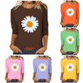 thumbnail image 1 of Womens Athletic Tops Women's Casual Loose 3/4 Sleeve Print T Shirt Brown L, 1 of 5