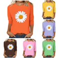 thumbnail image 1 of Womens Athletic Tops Women's Casual Loose 3/4 Sleeve Print T Shirt Orange XL, 1 of 5