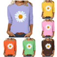 thumbnail image 1 of Womens Athletic Tops Women's Casual Loose 3/4 Sleeve Print T Shirt Purple L, 1 of 5