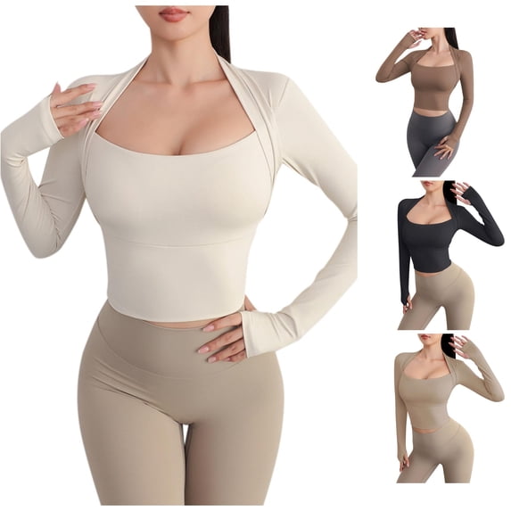 Womens Athletic Tops Women's Sports Wear with Breathable Yoga Top for Women — Long Sleeve Performance Activewear with Removable Lite Pad for Comfort and Mobility White L