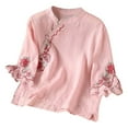 thumbnail image 1 of Womens Athletic Tops Women's And Striped Short Sleeve Woman Tee Shirt Apparel Short Woman Tees Tee Shirt Women Tops Summer Large Womens Compression Cold Gear Women S Shirts Casual Pink 4XL, 1 of 3