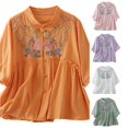 thumbnail image 1 of Womens Athletic Tops Women's T-Shirts Casual Embroidered Top for Everyday Comfort and Seasonal Style Orange XL, 1 of 4