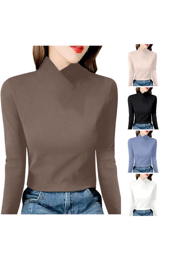 Womens Athletic Tops Womens Stretch T Shirt Long Sleeve Tee for Women for Women Tech Apparel Women's Tees plus Size Turtleneck Long Sleeve Lightweight Shirt Juniors Graphic Tops Brown M