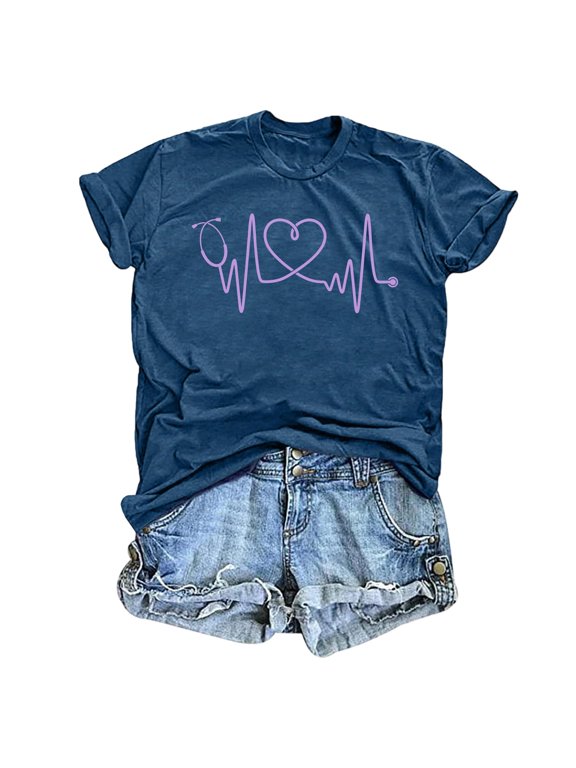 Womens Athletic Tops Womens V Neck Ringer Tee Tech Shirts T Shirt for Women Summer Shirts for Women Casual Striped Tee Short Sleeved Athletic Tops Long Sleeve Tees Neck Long Sleeve Blue XXL