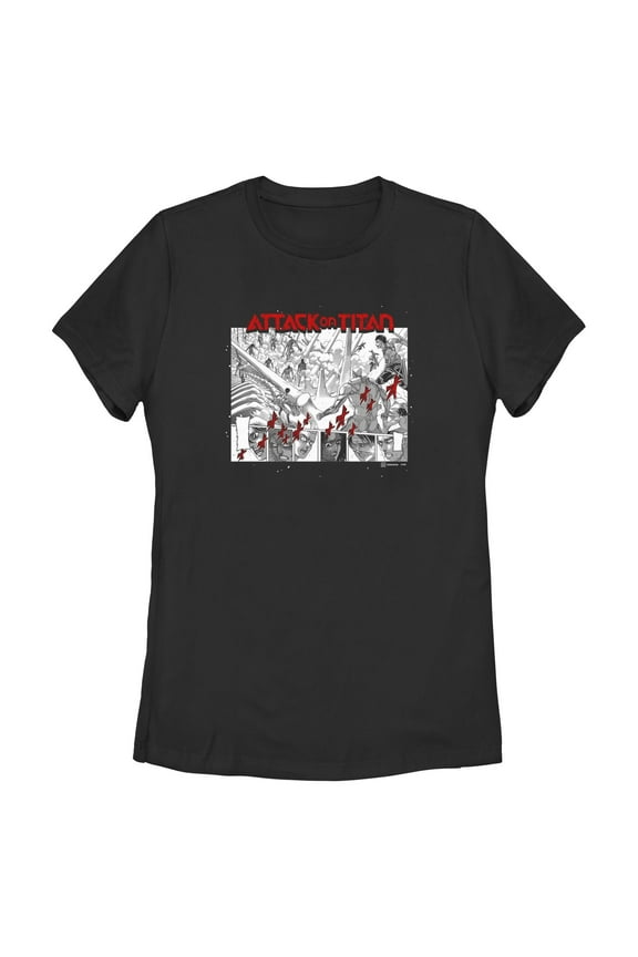 Womens Attack on Titan Fight Reaction Panels T Shirt