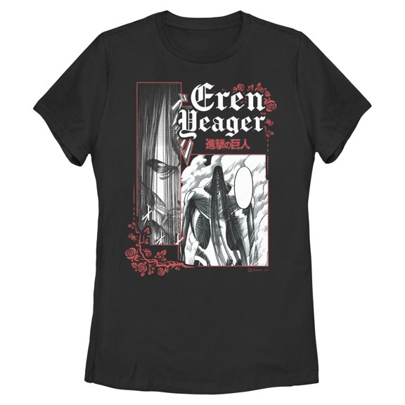 Womens Attack on Titan Goth Eren Titan Panels T Shirt