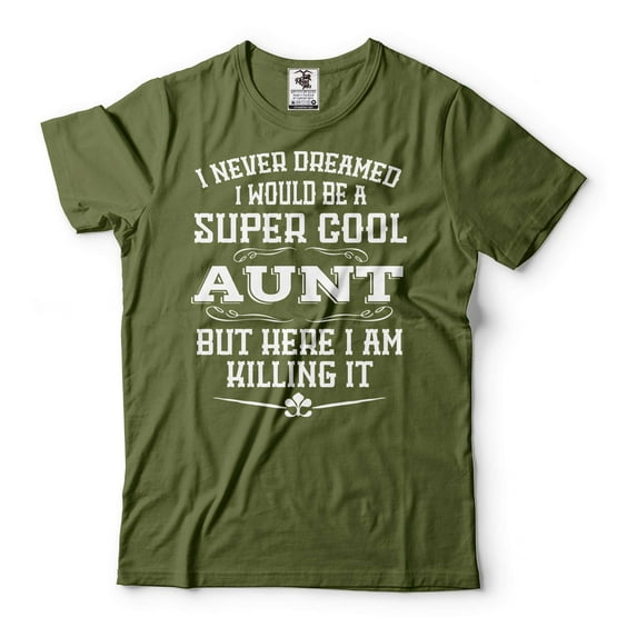 Womens Aunt T Shirt Super Cool Aunt Shirt Auntie Gifts Auntie Tee New Aunt Gift Aunt Birthday Tee (XX-Large Military Green)