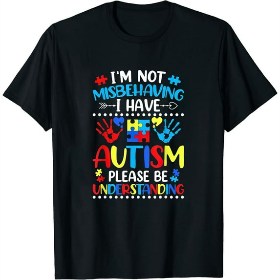 Womens Autism Awareness I'm Not Misbehaving I Have Autism T-Shirt Black Medium