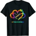 thumbnail image 1 of Womens Autism Awareness Infinity Heart Love Needs No Words Tie Dye T-Shirt Black Large, 1 of 5