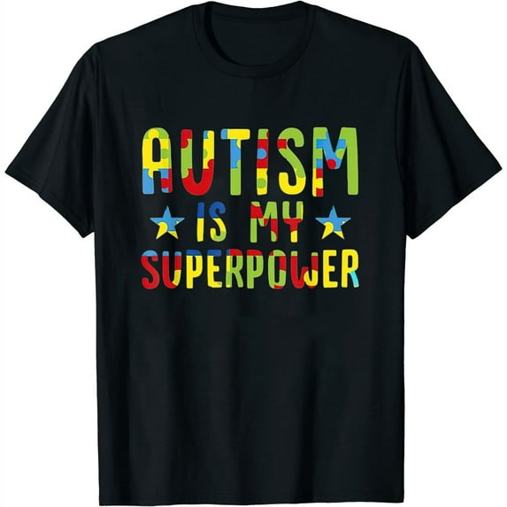 Womens Autism Awareness Kids Boys Autism Is My Superpower T-Shirt Black 4X-Large