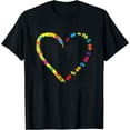 thumbnail image 1 of Womens Autism Awareness Love Heart Puzzle Heartbeat Love Support T-Shirt Black 2X-Large, 1 of 5