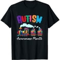 thumbnail image 1 of Womens Autism Awareness Month Puzzles Train Boy Girl Toddler T-Shirt Black 2X-Large, 1 of 5