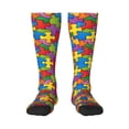 thumbnail image 1 of Womens Autism Awareness Puzzle Piece Pattern Knee High Socks Comfy Thermal Boot Long Socks, 1 of 7