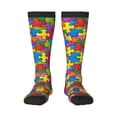 thumbnail image 1 of Womens Autism Awareness Puzzle Piece Pattern Knee High Socks Comfy Thermal Boot Long Socks, 1 of 7