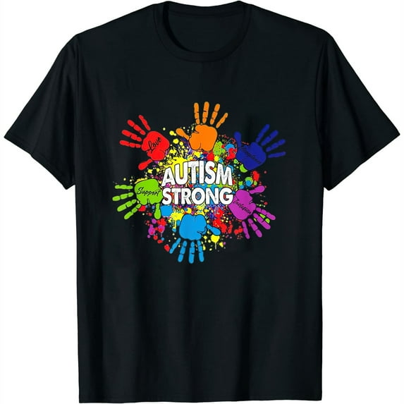 Womens Autism Awareness Shirt Sign Language Hand Puzzle Support T-Shirt Black Small