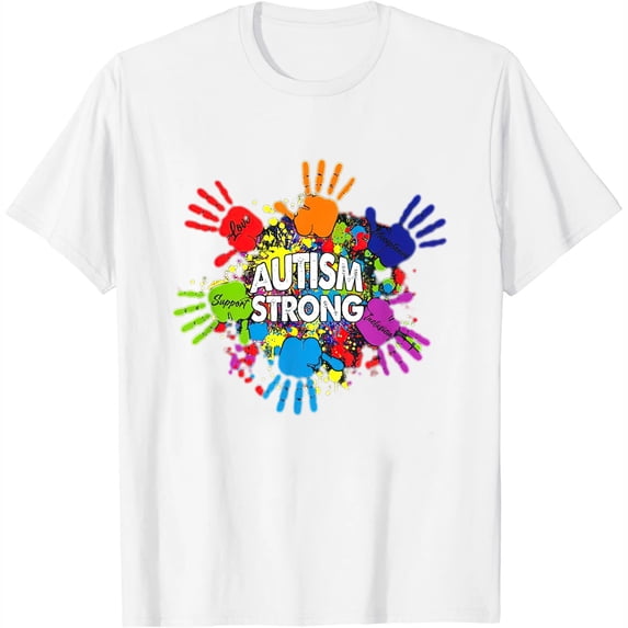 Womens Autism Awareness Shirt Sign Language Hand Puzzle Support T-Shirt White Small
