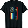 thumbnail image 1 of Womens Autism Awareness T-Shirt American Flag Distressed Tee Gift T-Shirt Black 2X-Large, 1 of 5