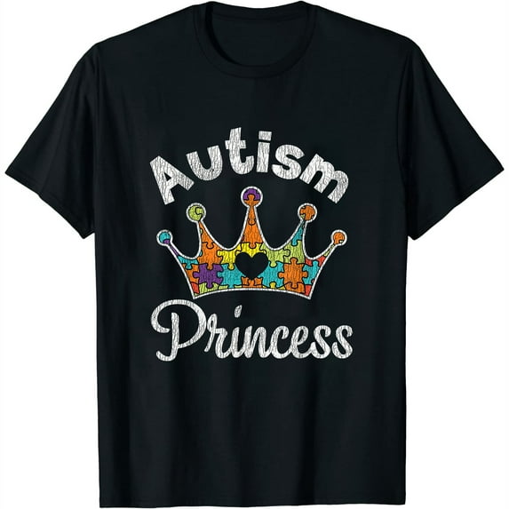 Womens Autism Princess Daughter Family Autistic Kids Awareness Girl T-Shirt Black Small