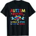 thumbnail image 1 of Womens Autism Rocks And Rolls Funny Autism Awareness Month T-Shirt Black Small, 1 of 5
