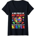 thumbnail image 1 of Womens Autism Sister Siblings Autism Awareness Sister Support V-Neck T-Shirt, 1 of 3