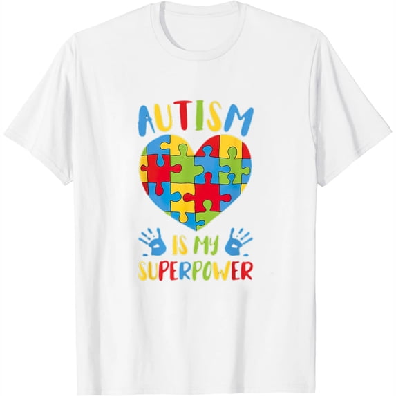Womens Autistic Autism Awareness Boys Autism Is My Superpower T-Shirt White Large