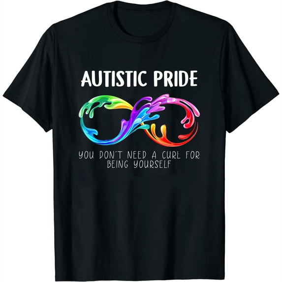 Womens Autistic Pride Infinity Autism Awareness T-Shirt Black Large