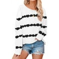 thumbnail image 1 of Womens Autumn Sports Sweatshirt Loose Baggy Tops Striped Long Sleeve Plus Pullover Jumper Crewneck Top Holidays Shopping Date Casual Wear Women's Sweatshirts, 1 of 4