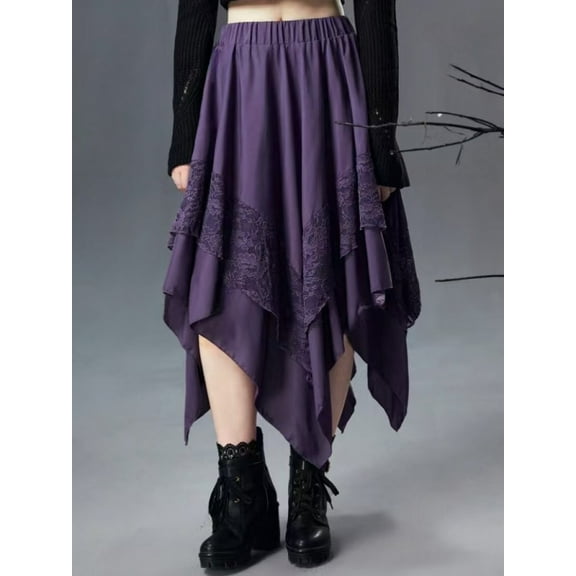 Womens Autumn Spring Skirt Retro Layer Half length Skirt with Asymmetric Elastic Skirts