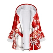 SPRAOI Womens Autumn Winter Christmas Casual Warm Prints Stitching Plush Cardigan Coat Jacket