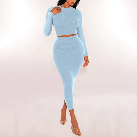 Womens Autumn And Winter Fashion Set Waist Wrapped Wrapped Skirt Mid Length Skirt Two Piece Set Long Dress Women plus Size Womens Swimwear Pencil Skirt Suits for Women plus Size High Waist Skirt