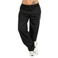 thumbnail image 1 of Womens Autumn Winter Solid Wide Leg Sports Loose Casual Long Pants Trousers Streetwear Loose Overalls Long Pants, 1 of 4