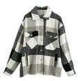 thumbnail image 1 of Womens'Autumn and Winter Fashion Plaid Jackets Plus Size Casual Plaid Turndown Button Cardigan Coat, 1 of 3