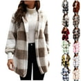 thumbnail image 1 of Womens'Autumn and Winter Fashion Plaid Jackets Plus Size Coat Long Sleeve Plaid Faux Shearling Oversized Jacket, 1 of 8