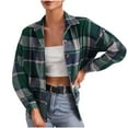 thumbnail image 1 of Womens'Autumn and Winter Fashion Plaid Jackets Plus Size Plaid Printed Long Sleeve Turn-down Collar Suit Cardigan Woolen Coat Tops Up to 65% off!, 1 of 8