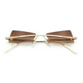 thumbnail image 1 of Womens Avant Garde Jewel Rhinestone Cross Bar Metal Rimless Rectangle Sunglasses Gold - Brown, 1 of 7