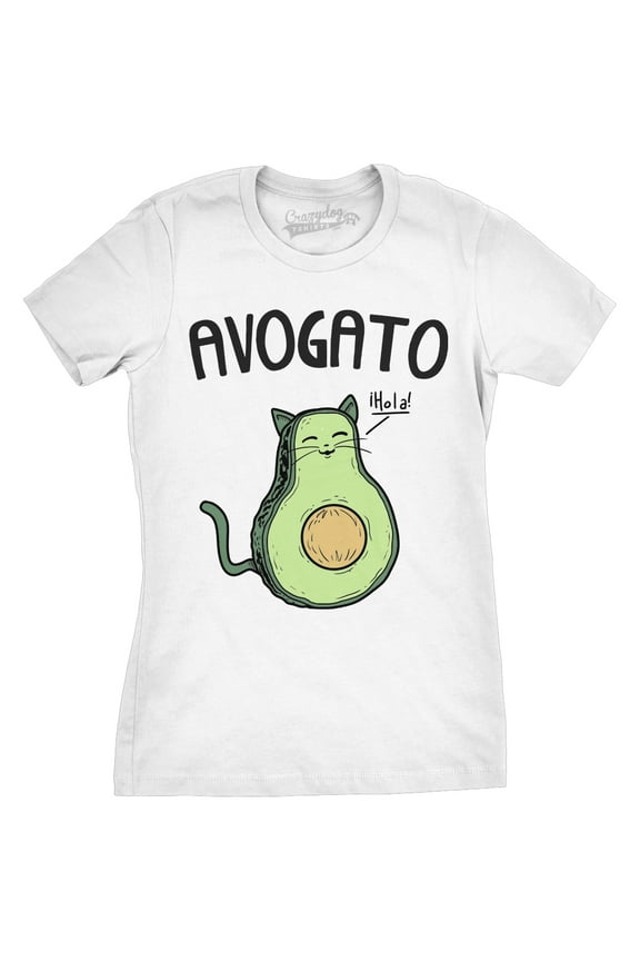 Womens Avogato Funny T shirt Avocado Cat Cute Face Graphic Novelty Tee for Girls Womens Graphic Tees