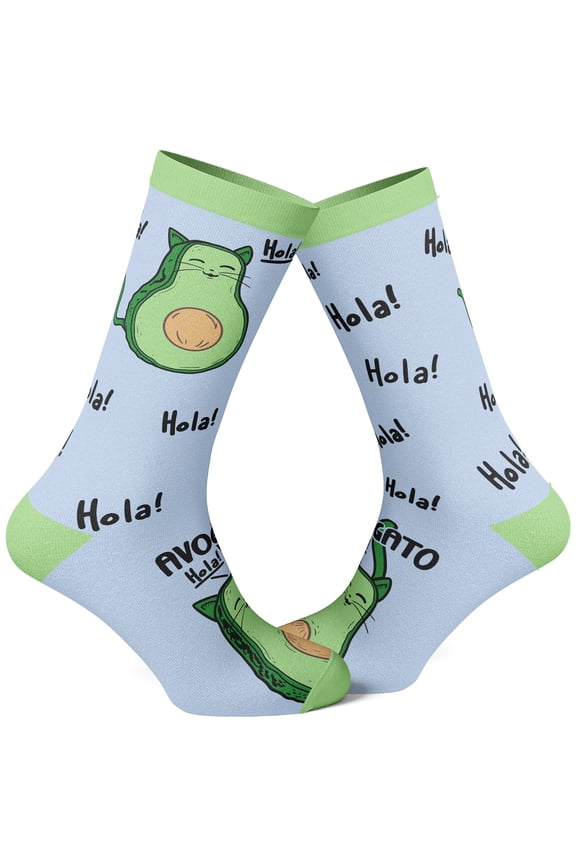 Womens Avogato Sock Cat Face Cute Novelty Hilarious Crazy Saying Footwear