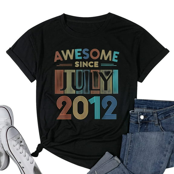Womens Awesome Since July 2012 11th Birthday 11 Year Old Gift T-Shirt Black Small