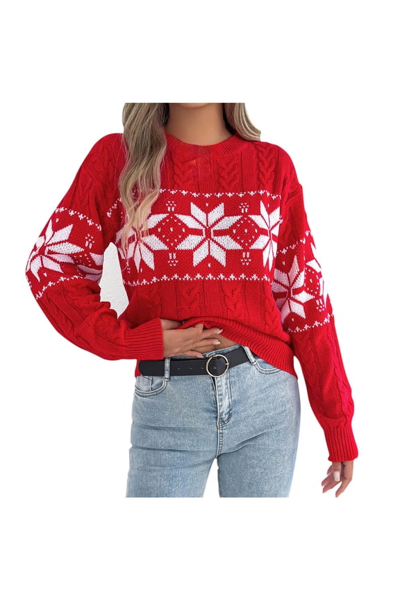 Womens Aztec Print Casual Sweater Tribal Pattern Loose Knit Jumper Pullover Long Sleeve Graphic Crewneck Sweaters
