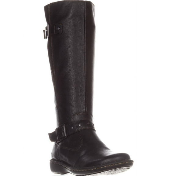 Womens B.O.C Austin Flat Knee-High Comfort Boots, Black Leather