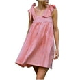 thumbnail image 1 of Womens Babydoll Dress Sleeveless Bow Tie Strap Mini A Line Loose Sundress Summer Casual Short Dress, 1 of 7