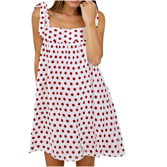 Womens Babydoll Dress Sleeveless Bow Tie Strap Mini A Line Loose Sundress Summer Casual Short Dress