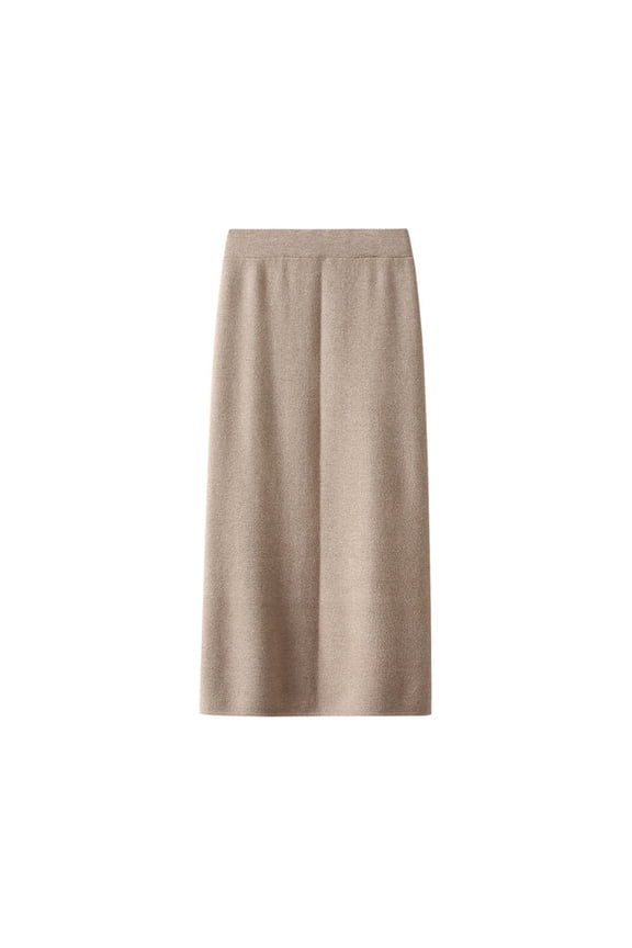 Womens Back Slit Knit Maxi Skirt Comfort Elastic Waist Casual Long Pencil Skirts