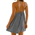 thumbnail image 1 of Womens Backless Cami Dress Summer Beach Vacation Mini Bubble Dress Spaghetti Strap Open Back Sundress Gray, L, 1 of 7
