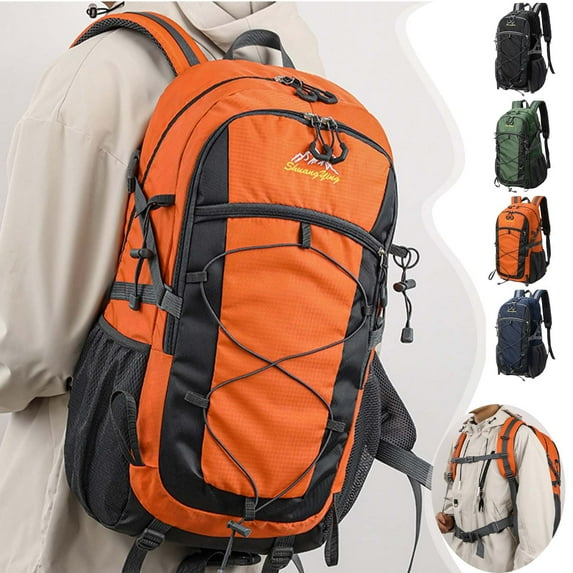 Womens Backpack, Cosmetic Storage Bag, Daypack, Polyester, Waterproof, Lightweight Travel Bag for College, Teens, and Casual Outings, Orange, by FAJHHA