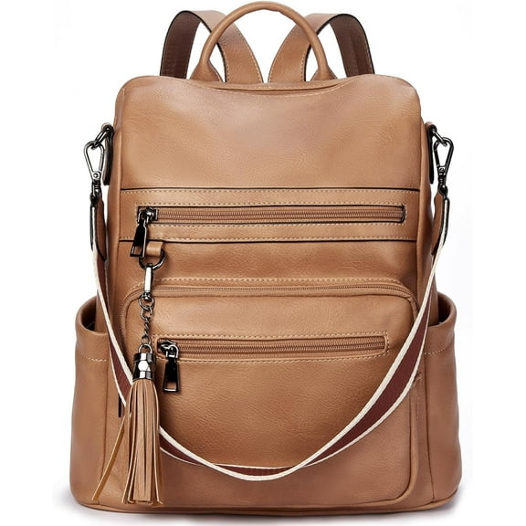 Womens Backpack Purse Vegan Leather Large Travel Backpack College Shoulder Bag with Tassel
