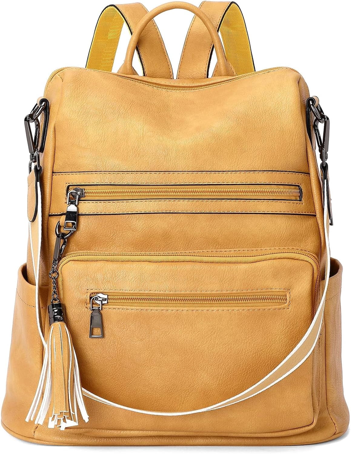 Vegan Leather Large Travel College Backpack Shoulder Bag with Tassel Womens Backpack Purse Vegan Leather Large Travel Backpack  main image 3